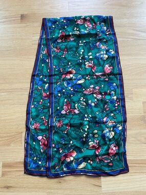 Vintage Museum of Fine Arts Boston 100% Silk Scarf Stained Glass Butterflies